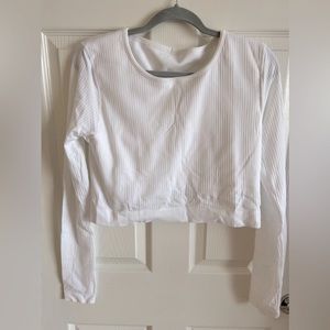 Lululemon white Opal ebb to street long sleeve crop top, size 12